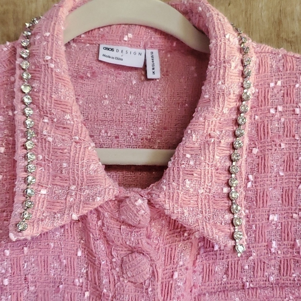 ASOS et Shirt rhinestone collar and pocket nwt